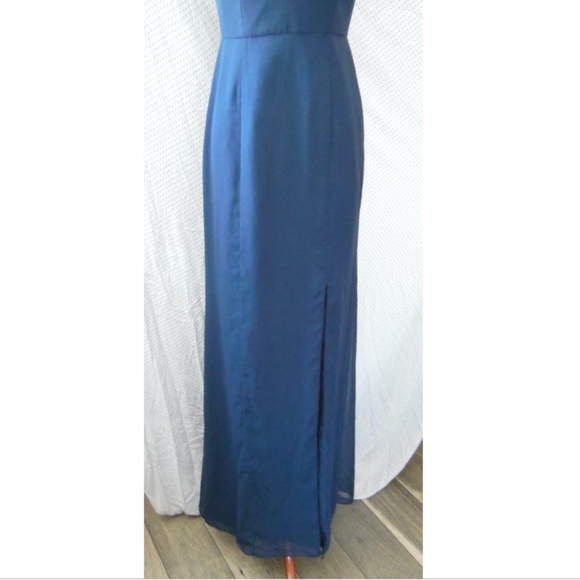 NEW 6810 AFTER SIX Midnight Blue V-Neck Ruffle Sleeve Bridesmaid Evening DRESS 0 - Picture 11 of 13